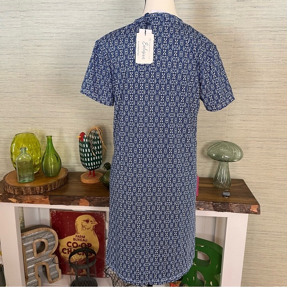 NWT Cabana Life Blue & White Short Sleeve Shift Dress UPF 50 Womans Size Small - Picture 5 of 6